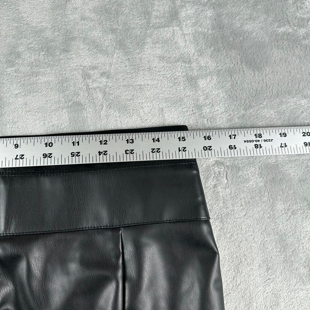 NWT Zara Faux Leather Leggings Womens Large Black High Rise Edgy Moto Zip Hem - Picture 5 of 9